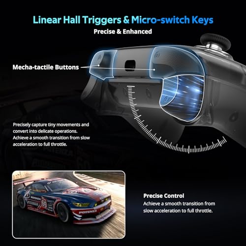Abxylute C8 PC Controller - Wireless Bluetooth Gamepad - Hall Effect Joystick RGB Backlit - 1000Hz Polling Rate -Dual Vibrate Macro Buttons for PC, Switch, Switch 2, Steam Deck, Android, iOS, MAC &Tesla Charging Dock - Image 5
