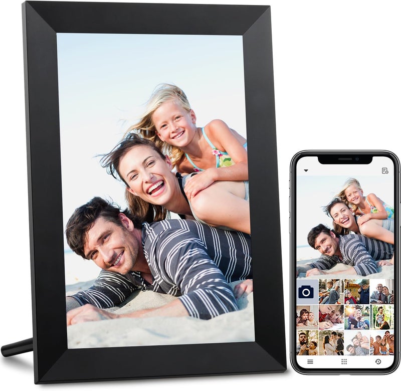 AEEZO WiFi Digital Picture Frame, IPS Touch Screen Smart Cloud Photo Frame with 16GB Storage, Easy Setup to Share Photos or Videos via Free Frameo APP, Auto-Rotate, Wall Mountable (10.1 Inch Black) - Image 1