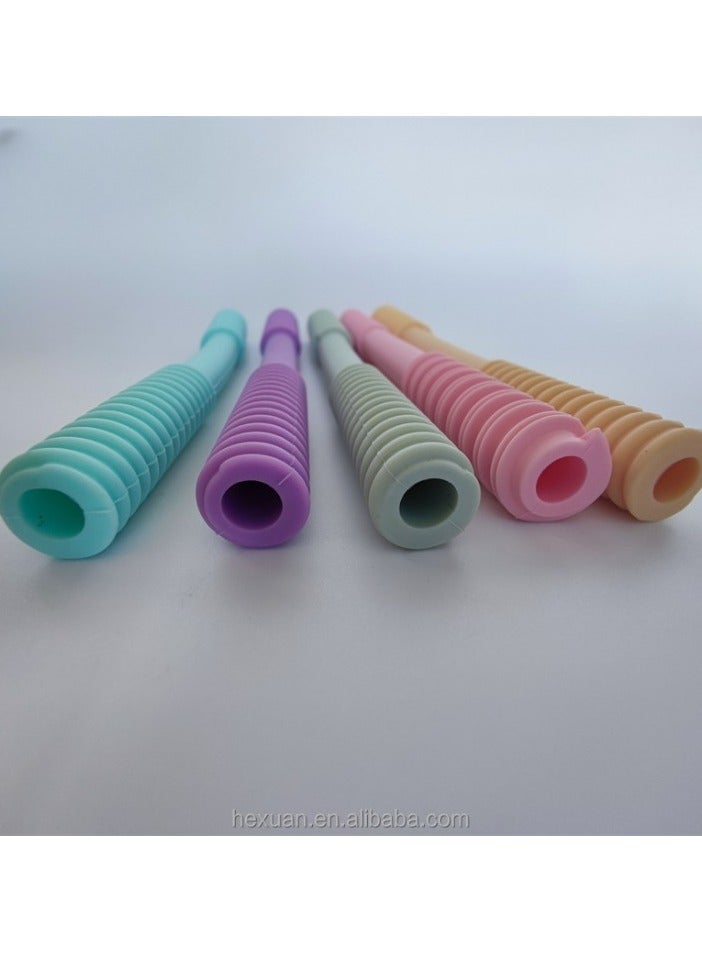 platube Baby Teething Tube, Soft And Durable Infant Teething Toys, Easy To Clean Hollow Silicone Baby Teether, Lightweight And Flexible Chew Straws For Toddlers, (1pc, Thread Light Brown) - Image 4