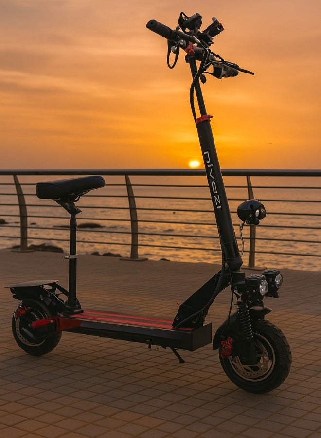 NIYAZI Electric Scooter | Crony Scooter | Electric Scooter for Adults | Electric Scooter with Seat | Foldable Electric Scooter | 48V Voltage | Front and Rear Lights | Shock Absorption Suspension | Weight Capacity 120 KG | 10-Inch Tires - Image 2