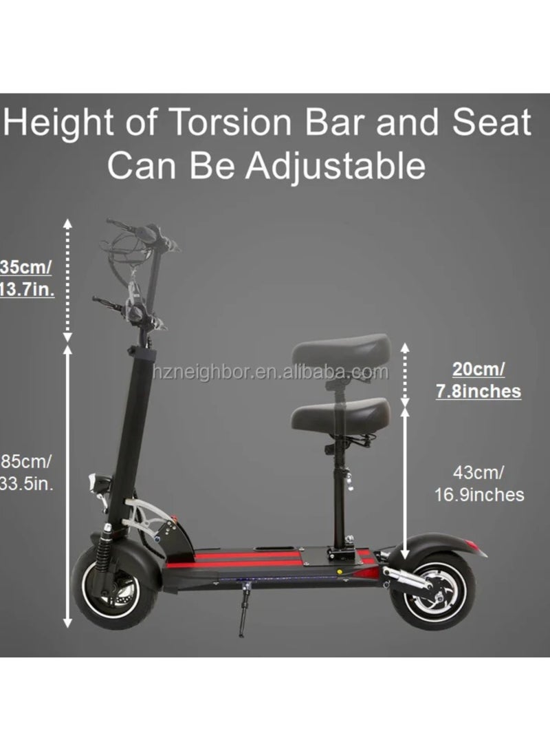 Electric Scooter | Crony Scooter | Electric Scooter for Adults | Electric Scooter with Seat | Foldable Electric Scooter | 48V Voltage | Front and Rear Lights | Shock Absorption Suspension | Weight Capacity 120 KG | 10-Inch Tires