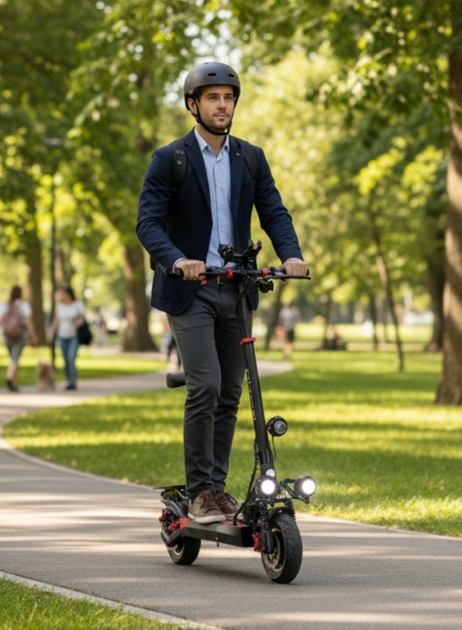 NIYAZI Electric Scooter for Adults | Electric Scooter with Seat | Foldable Electric Scooter | 48V Voltage | Front and Rear Lights | Shock Absorption Suspension | Weight Capacity 120 KG | 10-Inch Tires - Image 2
