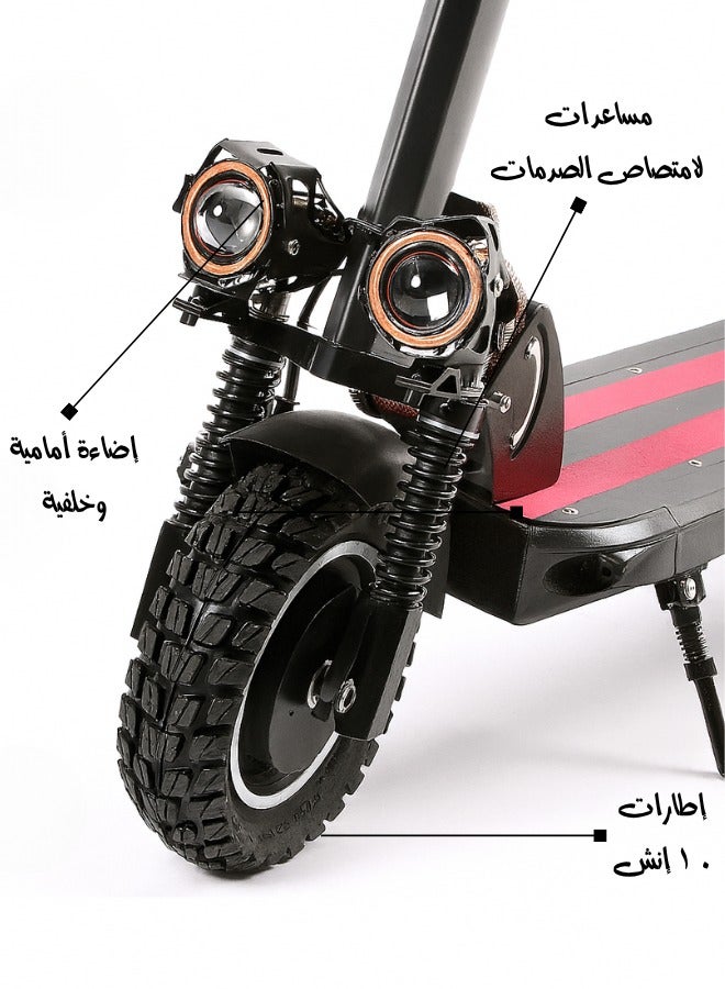 NIYAZI Electric Scooter for Adults | Electric Scooter with Seat | Foldable Electric Scooter | 48V Voltage | Front and Rear Lights | Shock Absorption Suspension | Weight Capacity 120 KG | 10-Inch Tires - Image 5
