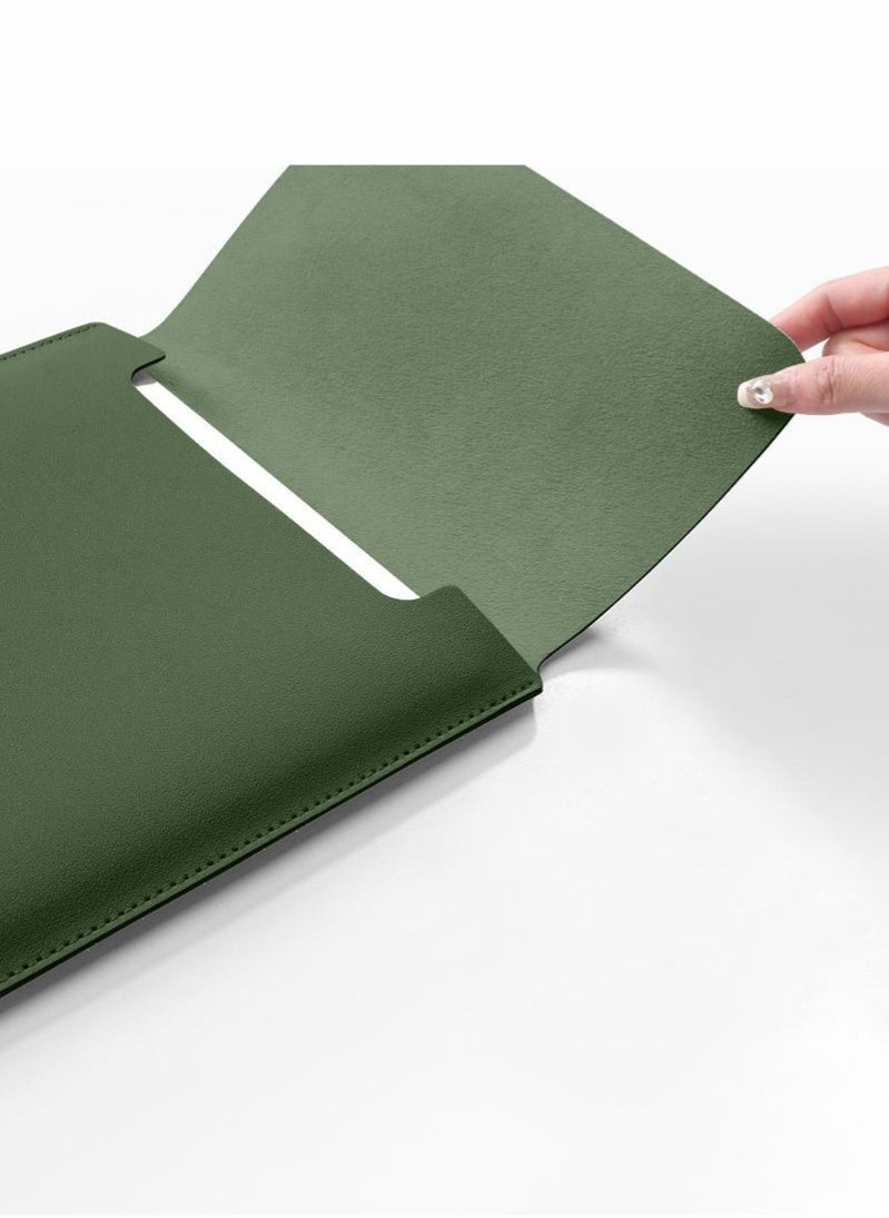 Generic - Laptop case with mouse pad, soft inner layer and outer layer wrapped in PU leather, ultra-thin and stylish, suitable for ultra-thin laptops such as MacBookAir MacBookPro (14"",Dark green - Image 1