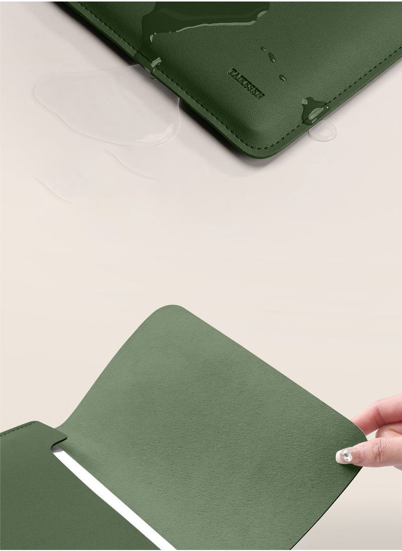 Generic - Laptop case with mouse pad, soft inner layer and outer layer wrapped in PU leather, ultra-thin and stylish, suitable for ultra-thin laptops such as MacBookAir MacBookPro (14"",Dark green - Image 1