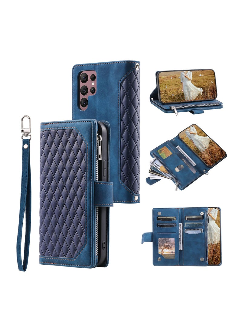 Suteni Zipped Flip Cover Card Slots Leather Phone Case for Samsung - Image 3