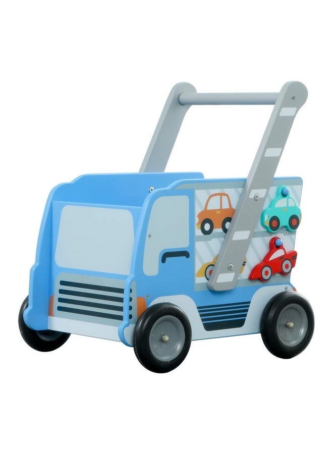 labebe Baby Wooden Learning Walker 2In1 Toddler Push & Pull Toys Stroller Pushing Walker Infant Sit To Stand Wood Walker Wagon Transfer Cart Toy For Girls & Boys 13 Years Old Kids Blue - Image 1