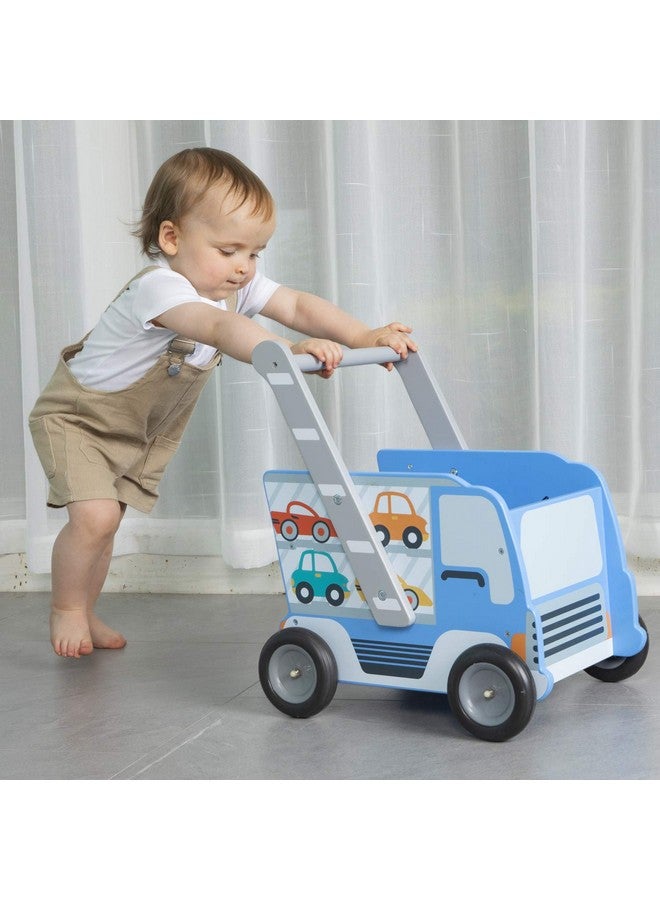 labebe Baby Wooden Learning Walker 2In1 Toddler Push & Pull Toys Stroller Pushing Walker Infant Sit To Stand Wood Walker Wagon Transfer Cart Toy For Girls & Boys 13 Years Old Kids Blue - Image 5