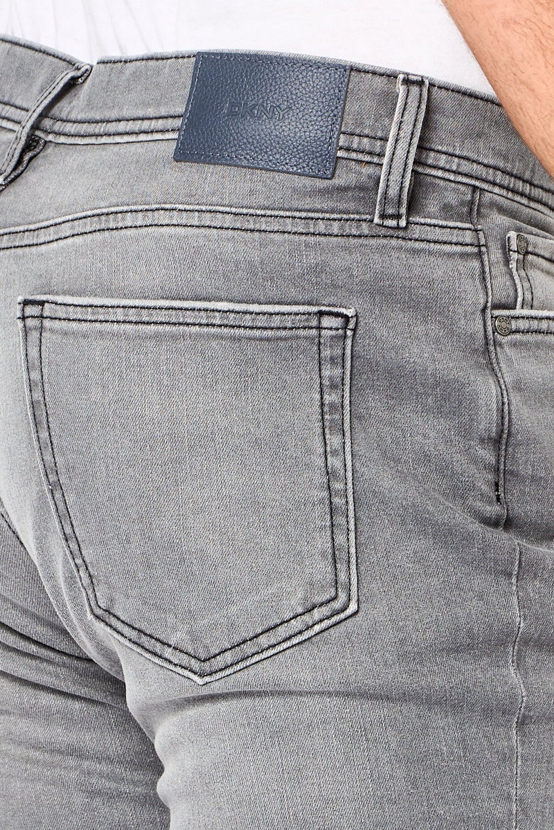 DKNY Men Skinny Fit Washed Stretchable Jeans, Grey - Image 3