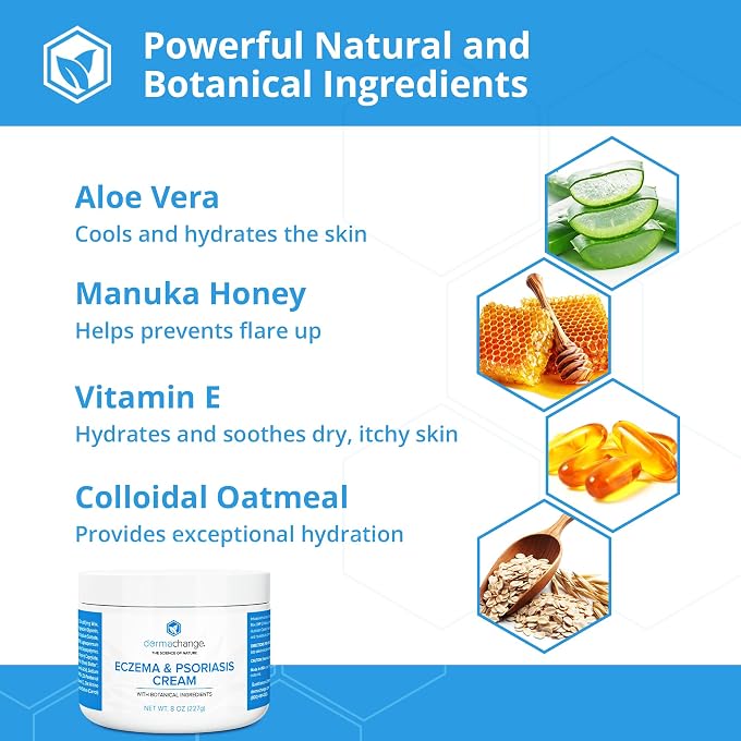dermachange Organic Anti Itch and Rash Cream for Dry Cracked Skin and Nourishing Cream - Hydrating Itchy Skin for Adults - for Eczema Prone Area (4oz) - Image 2