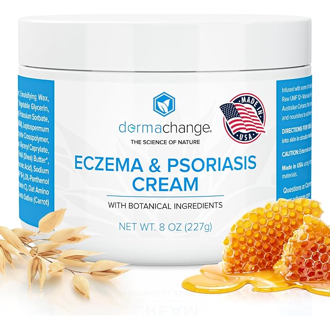 dermachange Organic Anti Itch and Rash Cream for Dry Cracked Skin and Nourishing Cream - Hydrating Itchy Skin for Adults - for Eczema Prone Area (4oz) - Image 1