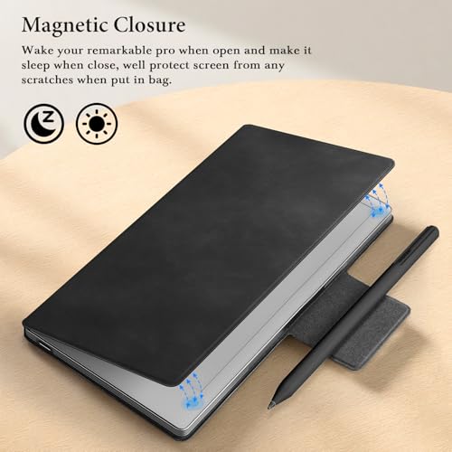 Ayotu Case for Remarkable Paper Pro Move 7.3", 1:1 Fit Smart Cover Book Folio with Auto Wake/Sleep, Sensual-Touch Leather Cover, Microfiber Lining, Strong Magnet(Standard Slim Case A-Skin-Touch Gray) - Image 4