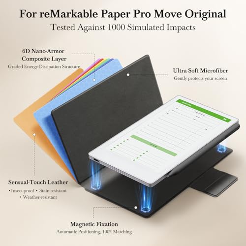 Ayotu Case for Remarkable Paper Pro Move 7.3", 1:1 Fit Smart Cover Book Folio with Auto Wake/Sleep, Sensual-Touch Leather Cover, Microfiber Lining, Strong Magnet(Standard Slim Case A-Skin-Touch Gray) - Image 2
