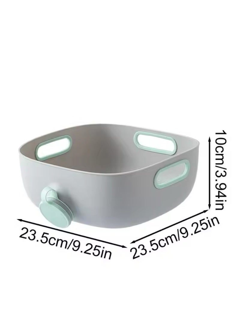 BLUE CORAL Vegetable Draining Bowl Fruits Washing Basket Strainer With Side Hole Multifunctional Anti Slip Bowl With 3 Handle Kitchen Tools (Green)  - Image 5