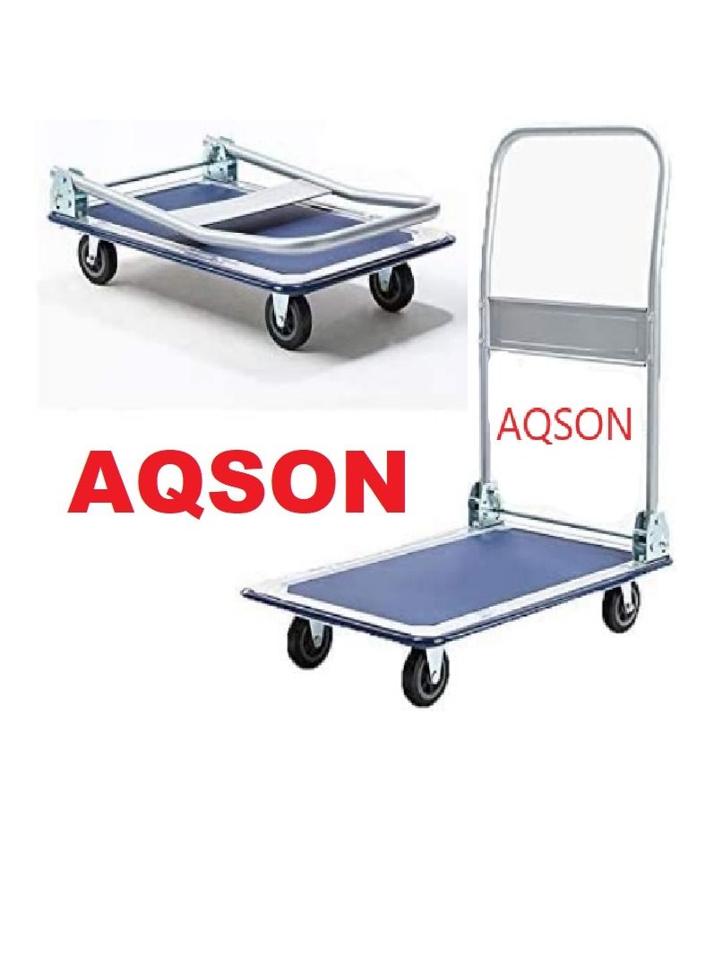 AQSON Folding Hand Cart Platform Trolley Heavy Duty Folding Hand Trucks Hand Folding Truck Cart With Mute Wheels, 150KG Load Capacity - Image 1