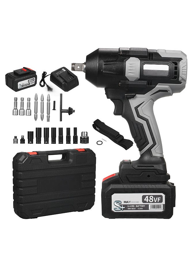 48VF Lithium Battery Brushless Impact Wrench with 1080NM High Torque Power Impact Wrench Set