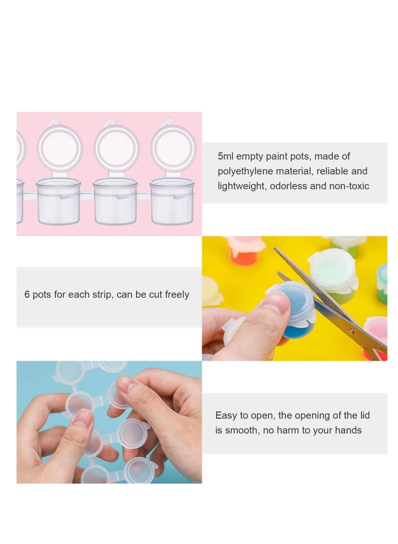 Empty Paint Pots with Lids, Clear Cup Pot Easy to Open Painting Arts Crafts for Kids Classroom School Art Supplies 5 ml 36 Strips - Image 2