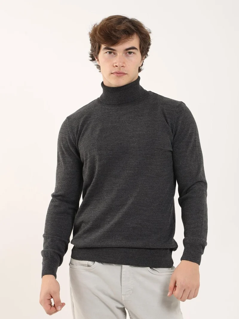Anthracite Men's Slim Fit Full Turtleneck Knitwear