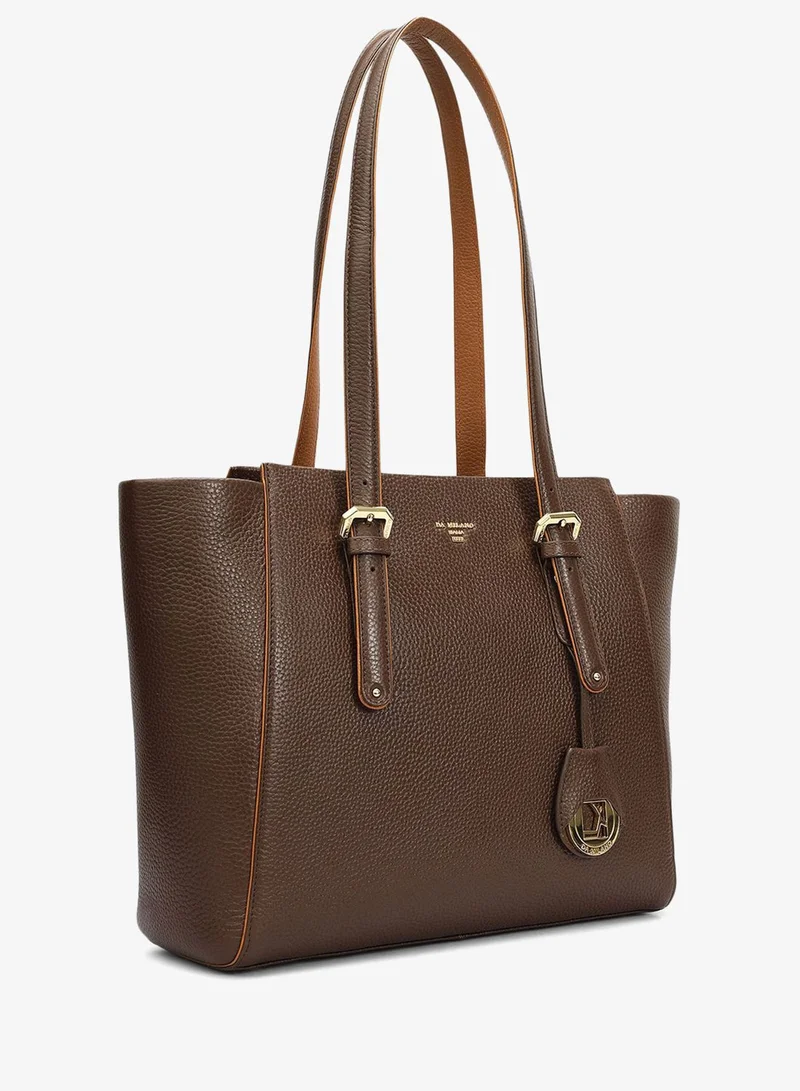 Da Milano Medium Wax Leather Tote - Mocha