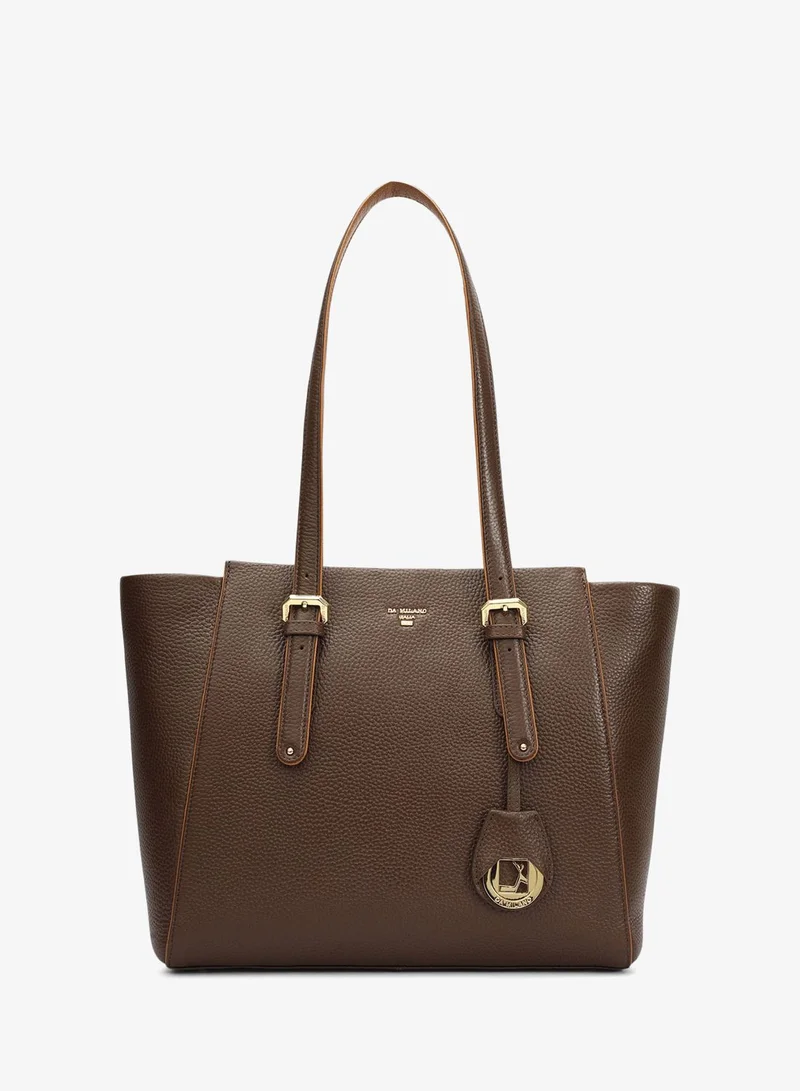 Da Milano Medium Wax Leather Tote - Mocha