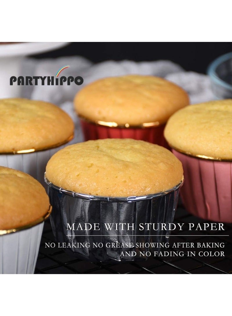 Party Hippo Cupcake Cups, 3.5 Oz 50 pcs Disposable Foil Muffin Liners, Gold Cupcake Baking Cups, Ramekin Aluminum Cupcake Tip Pan Ramekin Holders, Little Baking Cups (Gold) - Image 5