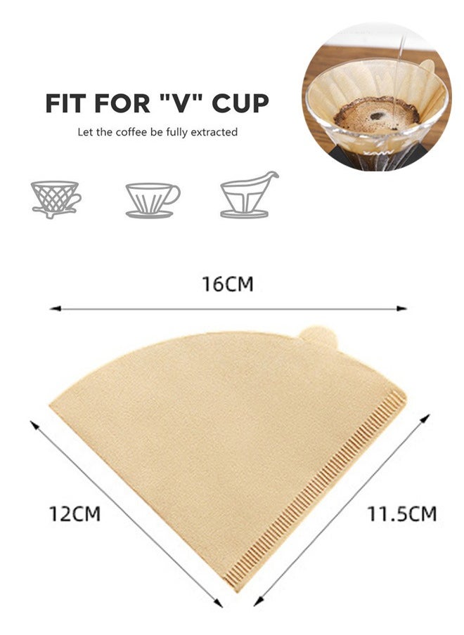 100-Piece Coffee Filter Paper V60 Size 02 Unbleached Disposable Coffee Filters Paper for Pour Over and Drip Coffee Maker