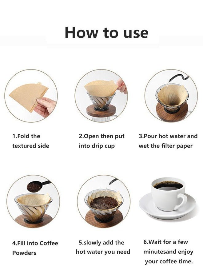 100-Piece Coffee Filter Paper V60 Size 02 Unbleached Disposable Coffee Filters Paper for Pour Over and Drip Coffee Maker