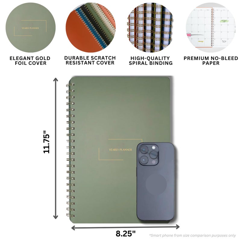 Merely Home | Ultimate Yearly, Daily, Weekly, Monthly Planner | 8.25" x 11.75" | To Do List Notebook for Work | Simple Design | Multiple Layouts | Academic Planner and Organizer Notebook (Navy, Yearly Planner - Portrait) - Image 2