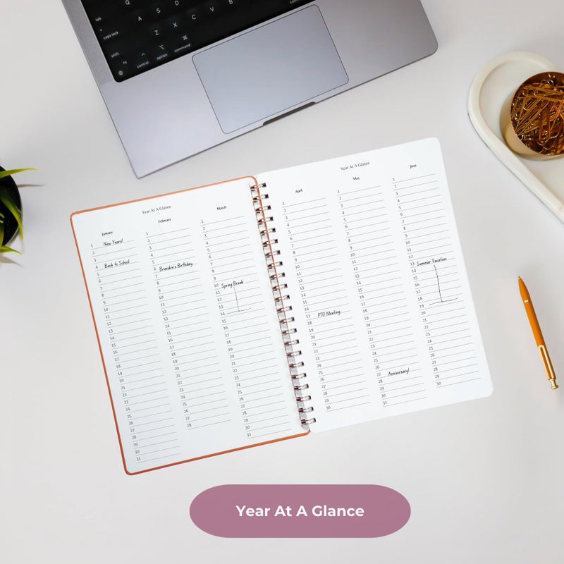 Merely Home | Ultimate Yearly, Daily, Weekly, Monthly Planner | 8.25" x 11.75" | To Do List Notebook for Work | Simple Design | Multiple Layouts | Academic Planner and Organizer Notebook (Navy, Yearly Planner - Portrait) - Image 3