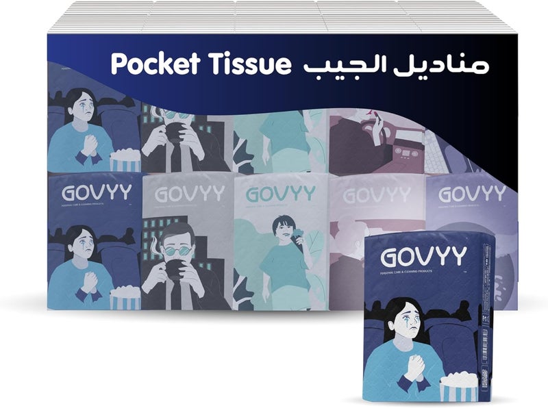 Govyy Pocket Tissues 3 Ply Soft Tissues, 40 Packs x 10 Tissues - Portable, Ideal for Daily Use, Travel & On-the-Go - Image 1
