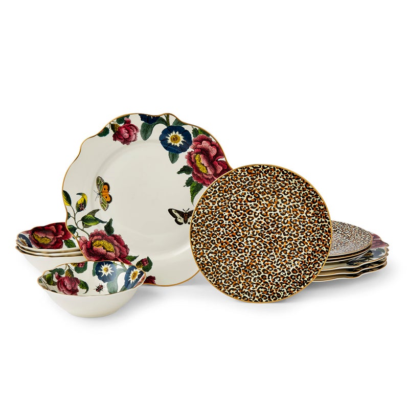 Spode طقم عشاء سبود مخلوقات الفضول 12 قطعة من الصين الفاخر مع ذهب 22 قيراط