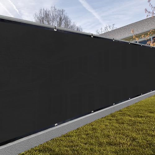 SUNNY GUARD Privacy Screen Fence 5' x 50' Black Heavy Duty Dustproof Denoise Fencing Mesh Fabric Shade Net Cover for Outdoor Wall Garden Yard Pool Deck(We Make Custom Size) - Image 1