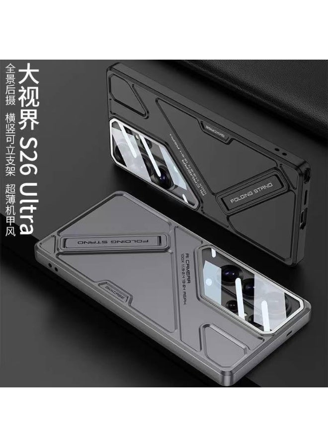 GKK for Samsung Galaxy S26 Ultra Case with Camera Lens Protection, Shockproof PC + PU Armor Cover, Built-in Kickstand, Mecha Style Anti-Scratch، Black، Samsung Galaxy S26 Ultra - Image 2