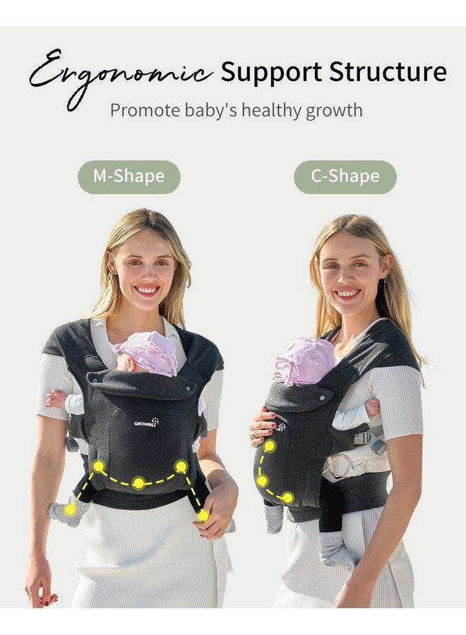 GROWNSY GROWNSY Baby Carrier, Cozy Baby Wraps Carrier, Ergonomic Baby Carrier Newborn to Toddler with Head Support, Deep Grey  - Image 4