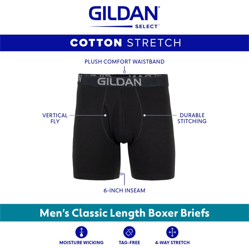 Gildan Men's Underwear Cotton Stretch Boxer Briefs, Multipack, Blue Cove/Hawaiian Blue/Heather Red Mark (5-Pack), X-Large - Image 3
