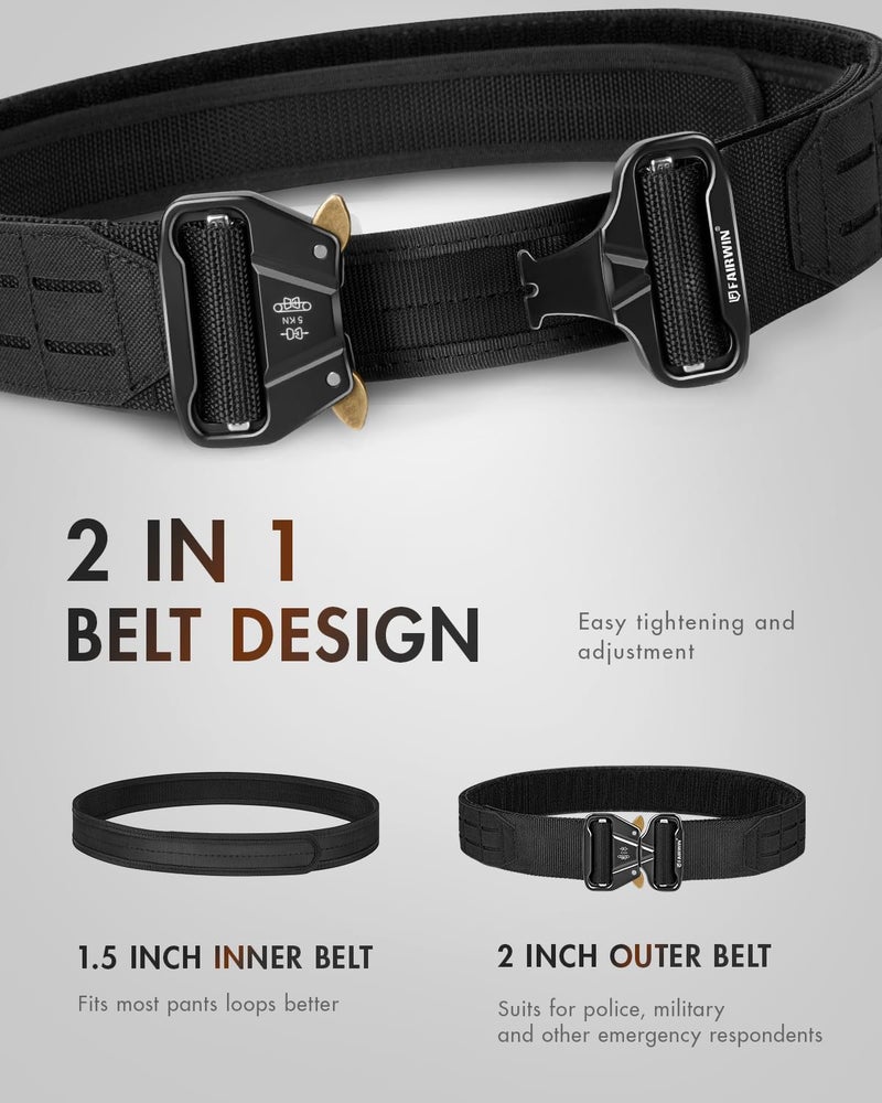 FAIRWIN Tactical Balttle Belt, 2" Molle Rigger War Combat Belt with Quick Release Buckle Law Enforcement Duty Belts for Men - Image 2