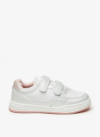 جونيورز Girls Textured Sneakers with Hook and Loop Closure