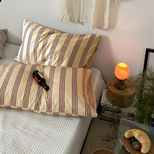 mixinni Queen Size Striped Pillowcases Set - 2 Pack 100% Cotton Rust & Beige Striped Pillow Covers with Envelope Closure | Classic Vintage Modern Bedding | Fits Standard/Queen (Pillows Not Included) - Image 3