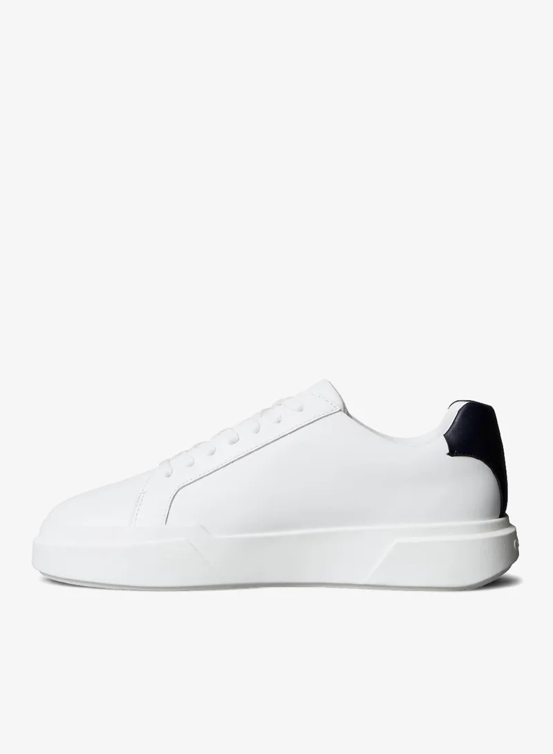 Calvin Klein Jeans Bright White/Navy CK Avenue - Smooth Leather Logo Trainers for Men | Best Price UAE