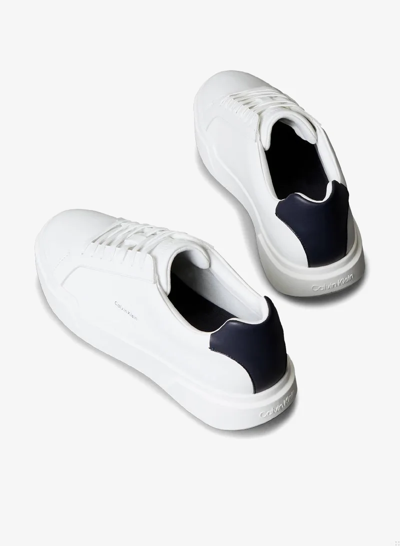Calvin Klein Jeans Bright White/Navy CK Avenue - Smooth Leather Logo Trainers for Men | Best Price UAE