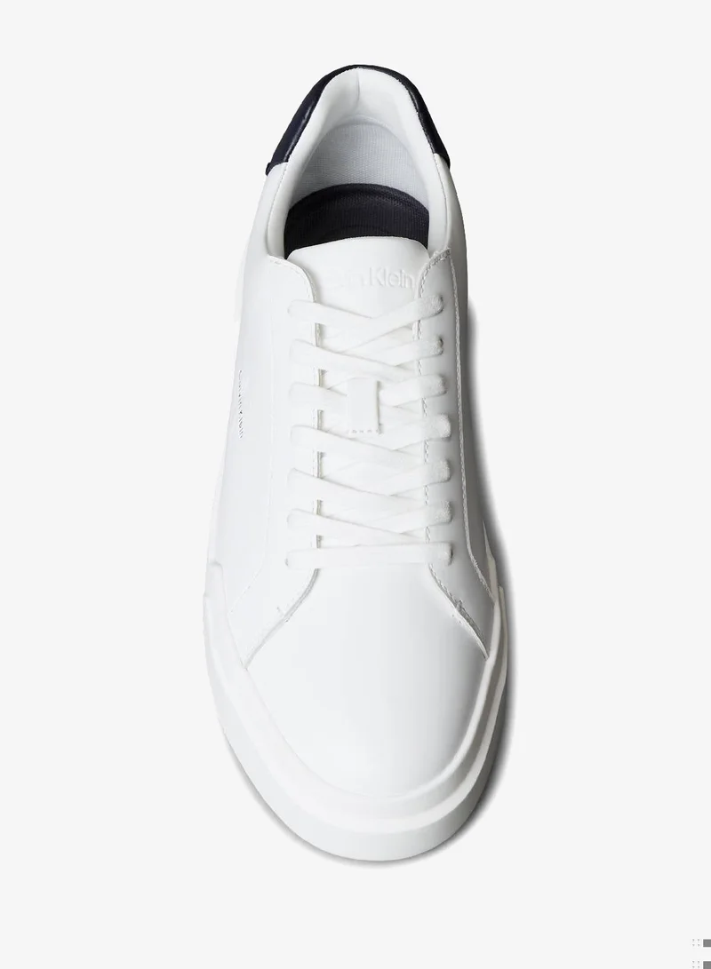 Calvin Klein Jeans Bright White/Navy CK Avenue - Smooth Leather Logo Trainers for Men | Best Price UAE