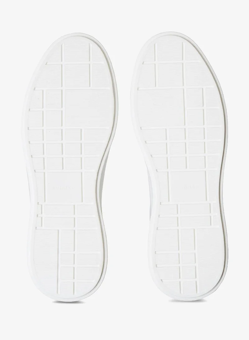 Calvin Klein Jeans Bright White/Navy CK Avenue - Smooth Leather Logo Trainers for Men | Best Price UAE