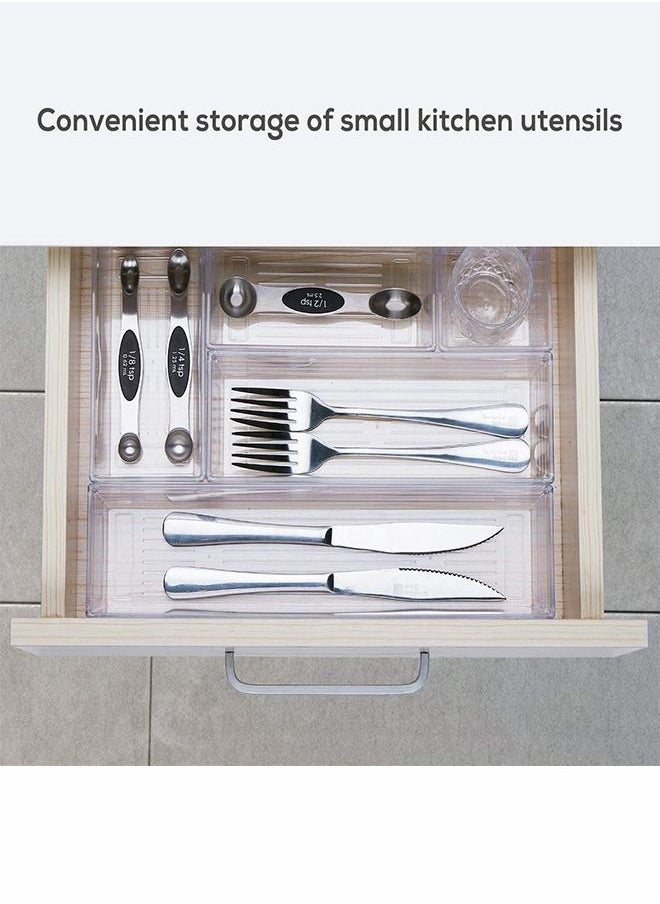 HomarKet 14 PCS Clear Plastic Drawer Organizers Set 4 Sizes Clear Drawer Organizers and storage Bins for Makeup Jewelry Vanity Kitchen Gadgets Or Office Desk Bathroom Drawer Organizer Trays With Non-Slip Pads  - Image 4