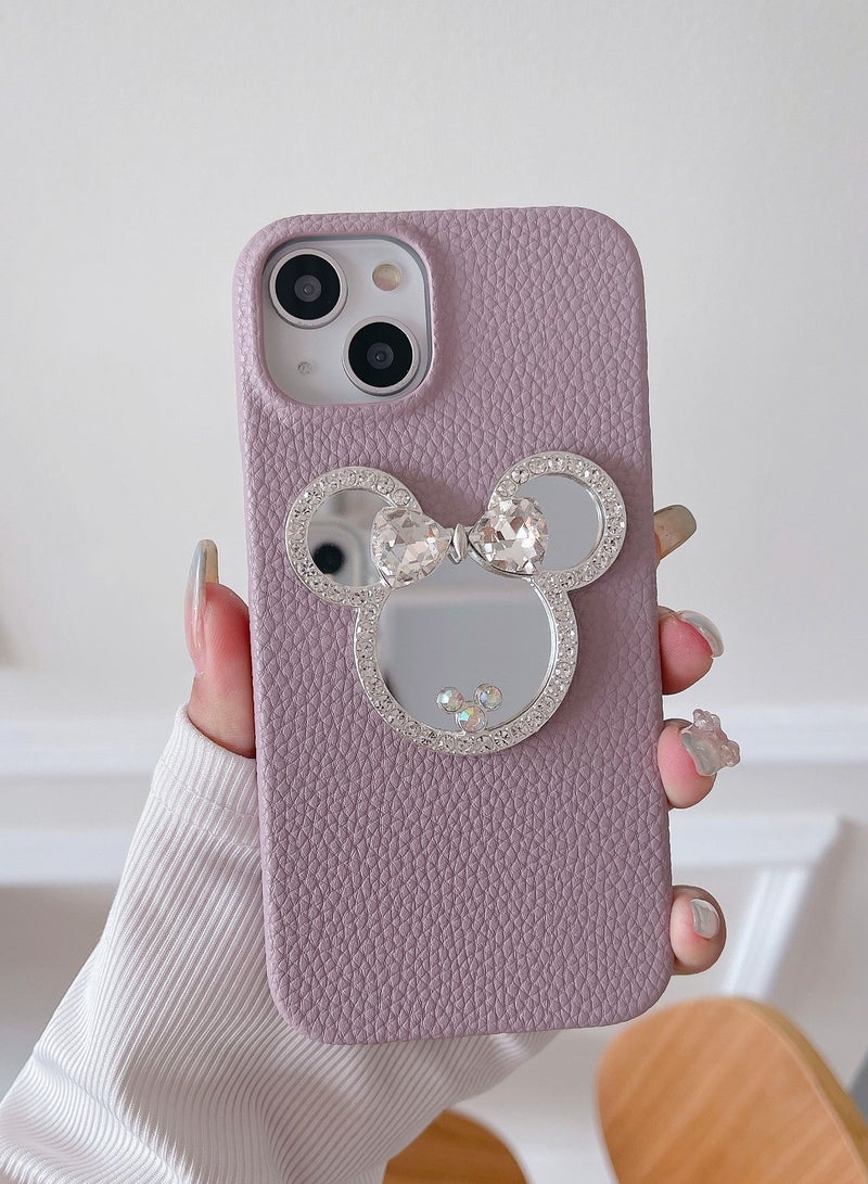 Suteni Back Cover Card Slots Leather Phone Case with Mirror for iPhone