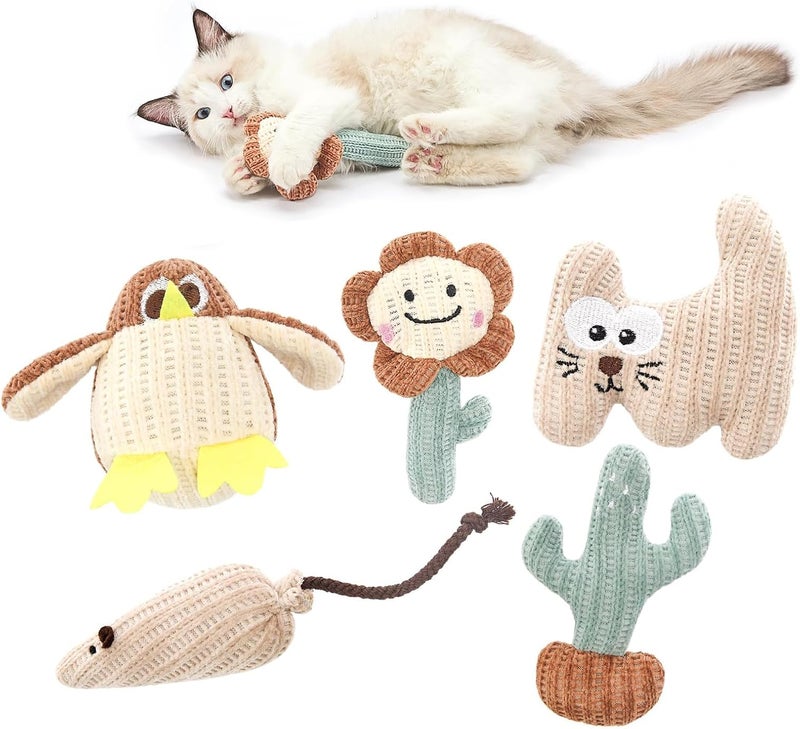 KASTWAVE Market need oriented construction 5Pcs Cat Catnip Toys, Cat Chew Toy with Catnip, Kittens Chew Toys Teeth Cleaning, Soft & Durable Cat Companion Toy for Cat Kitten All Breeds Playtime Fun, Catnip Chew Toys Consistent steady quality - Image 1