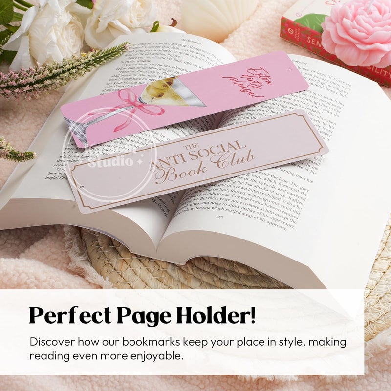 Kaciola Studio 10 PCS Pink Bow Bookmarks,Funny Bookmarks for Women,Double Sided Pink Romance Booklover Gifts,Cute Gifts for Romance Reader Friends Girls - Image 3
