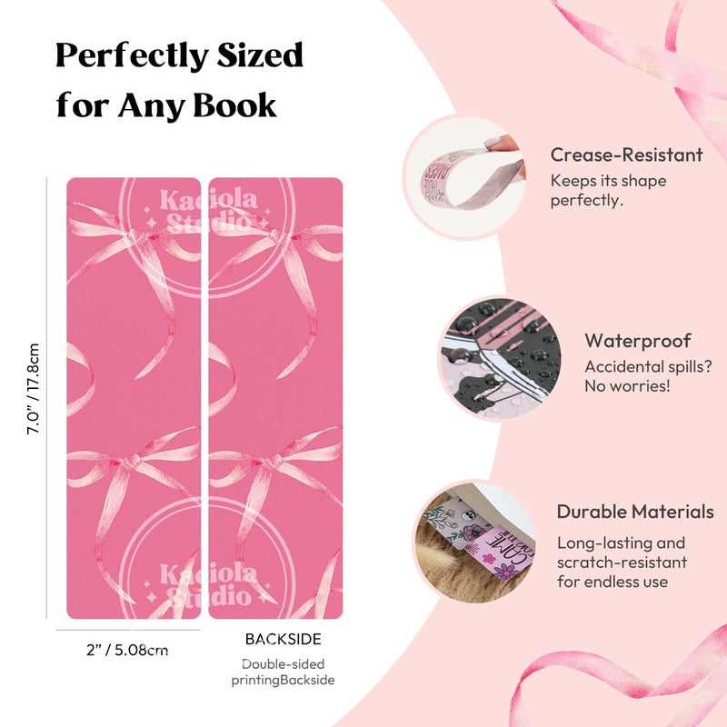 Kaciola Studio 10 PCS Pink Bow Bookmarks,Funny Bookmarks for Women,Double Sided Pink Romance Booklover Gifts,Cute Gifts for Romance Reader Friends Girls - Image 5