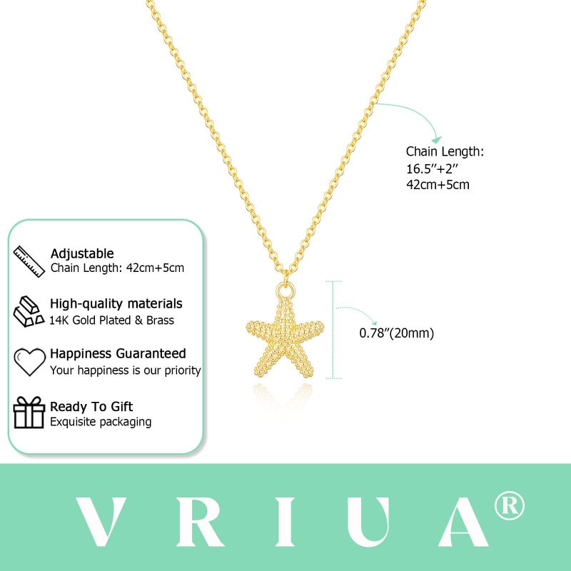 VRIUA Starfish Necklace for Women â€“ 14K Gold Plated Starfish Pendant Necklace â€“ Dainty Ocean Beach Jewelry Gift - Image 4