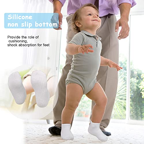 GRPSKCOS Non Slip Toddler Boy Socks, 12 Pairs Anti Skid Ankle Socks Kids Girls Grips Cotton Ankle Sock for 1-7 Years Children (#1 Multicolor-12 Pairs, 1-3T) - Image 2