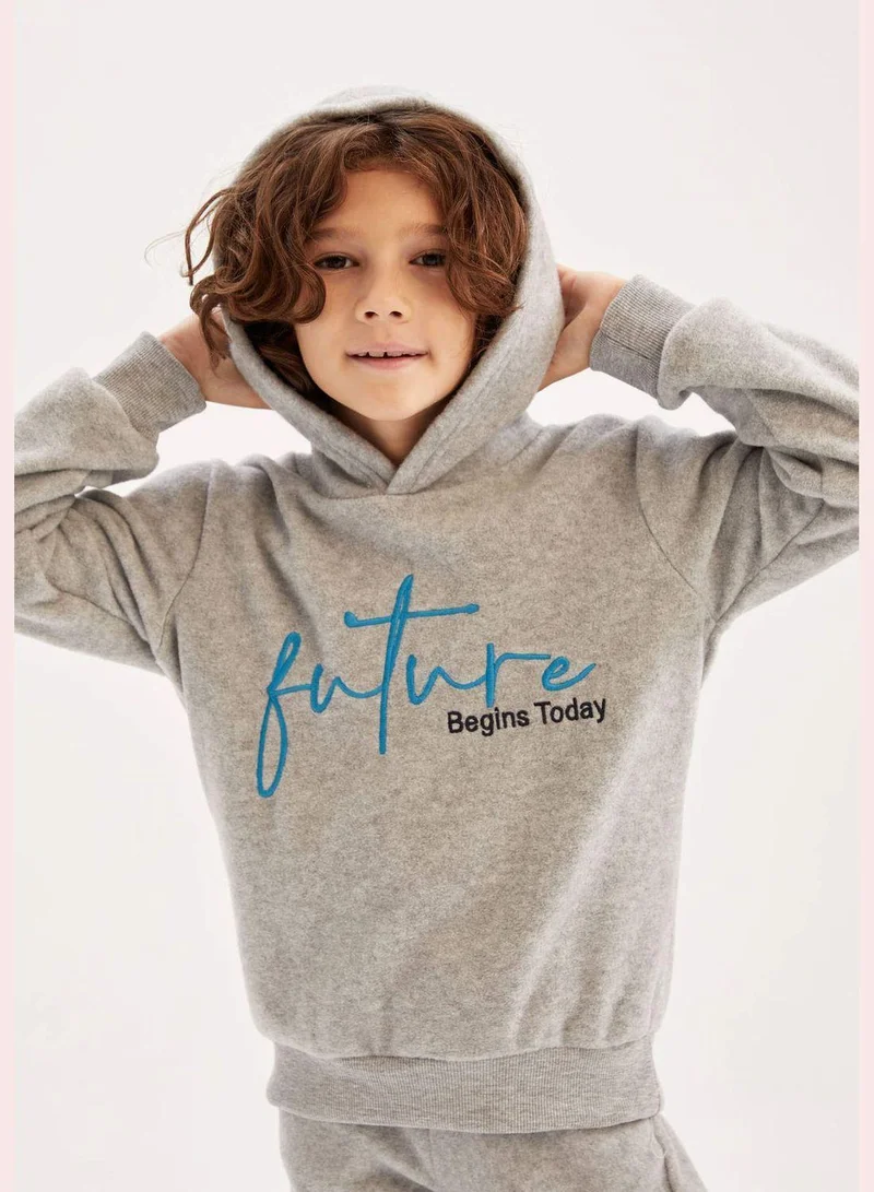 DeFacto Boy Hooded Long Sleeve Knitted Sweatshirt